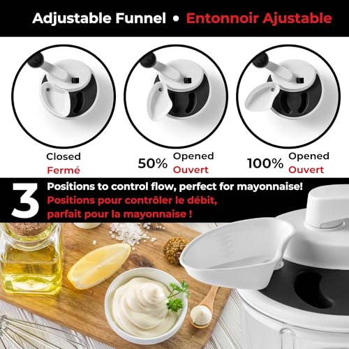 Starfrit Pro Food Processor & Mixer 3-in-1 Manual Food Chopper, Whisk & Salad Spinner, Ice Crushing Blades, 2 Speeds, 1L Bowl, for Salsa, Hummus, Baby Food, Mayo & Dressings by Starfrit - Image 8
