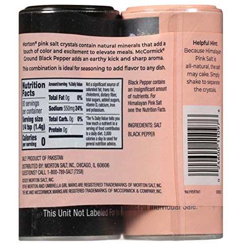 Morton All-Natural Himalayan Pink Salt & Mccormick Pepper Shakers, 5.25 Ounce #TOP2