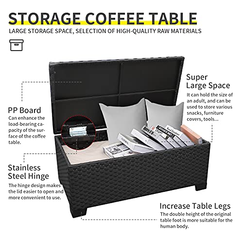 Lviden 4 Pieces Patio Pe Wicker Sofa Sets Outdoor Rattan Conversation Furniture Set Sectional Couch With Storage Table And Grey Cushions #TOP4