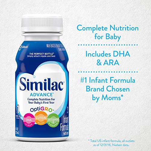 Similac Advance Infant Formula with Iron, Baby Formula, Ready to Feed, 8 fl oz (Pack of 24)