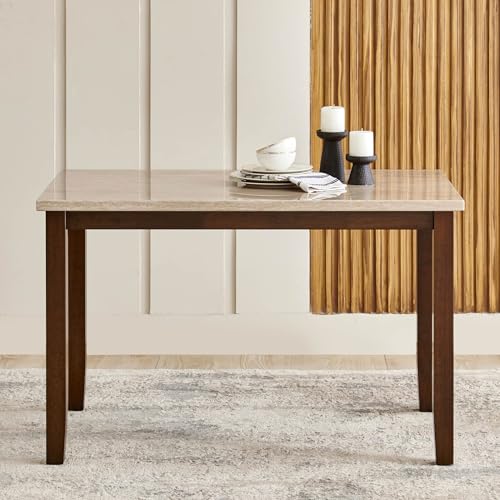Image of Home Centre | Helios Casper Faux Marble Top 4-Seater Dining Table | Dining Set for Home | Beige