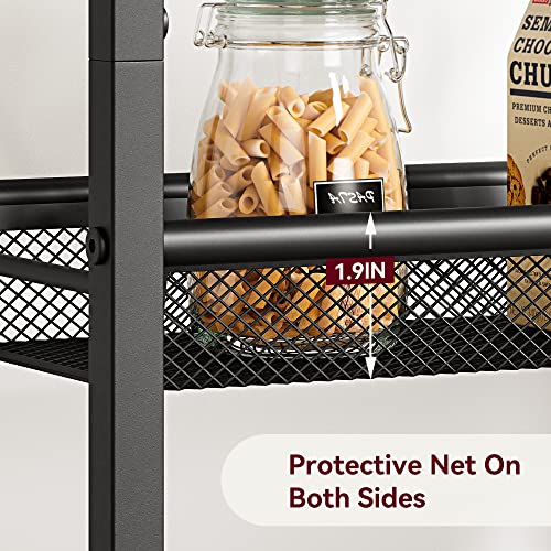 Slim Storage Cart, 4 Tier Kitchen Rolling Carts With Wheels, Rolling Storage Cart With Handles, Narrow Metal Mobile Utility Cart For Bathroom Laundry Office Small Places, Rustic Brown #TOP6