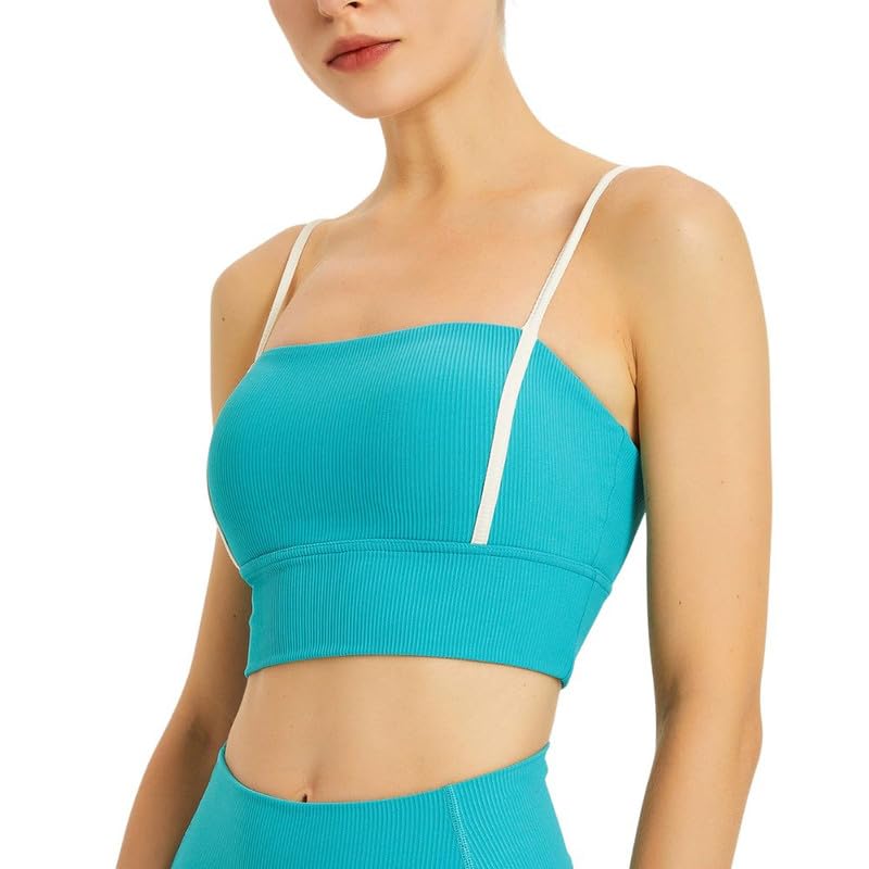 Women's Sports Bra Top Vest Shockproof Fitness Square Neck Thin Strap Comfortable