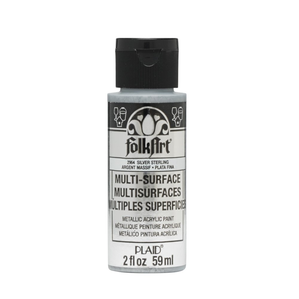 FolkArtMulti-Surface Metallic Acrylic Paint, Sterling Silver, 59 ml (Pack of 1)
