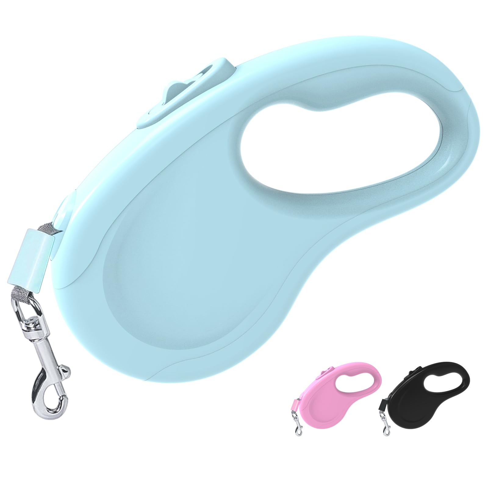 Retractable Dog Lead, 16Ft/5M Light Weight Retractable Lead for Small Medium Dogs Up to 20KG/44lbs, Strong Nylon Tape 360° Tangle-Free One-Hand Brake (Blue)