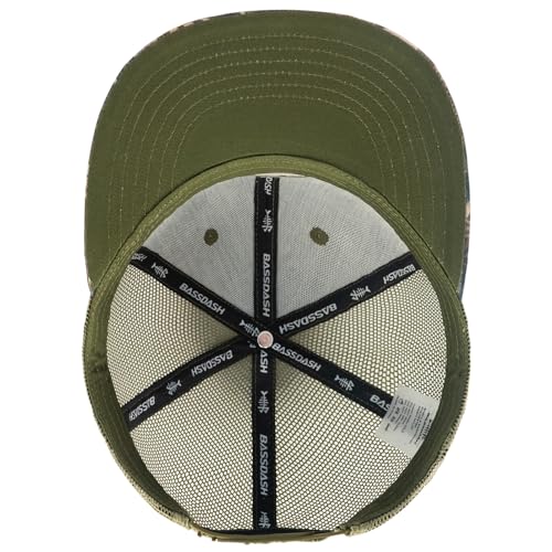 Image of BASSDASH Flat Brim Trucker Cap Adjustable Snapback Hat Mesh Back for Men Women
