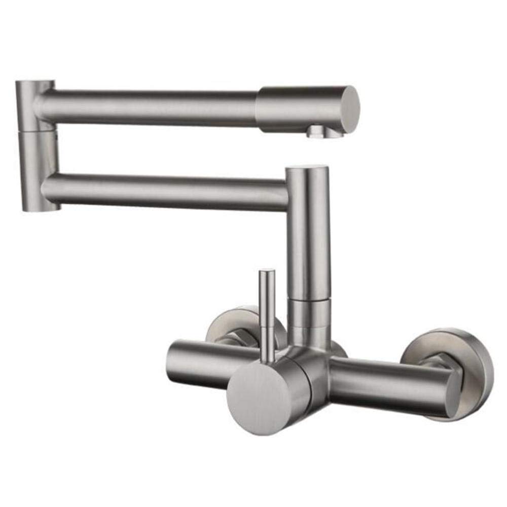 Robinet cuisine mural en acier inoxydable brossé durable double trou