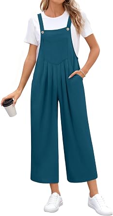 syoss loose overalls for women adjustable straps jumpsuit ladies comfortable palazzo romper with pockets