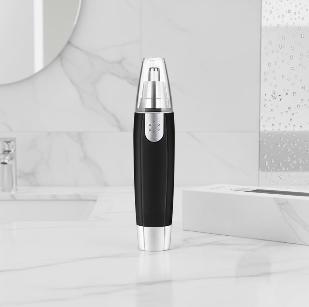 RERANT 3-in-1 Professional Electric Nose, Ear, and Eyebrow Trimmer – Painless Precision Grooming Tool for Men and Women, Travel-Friendly Design (Black)