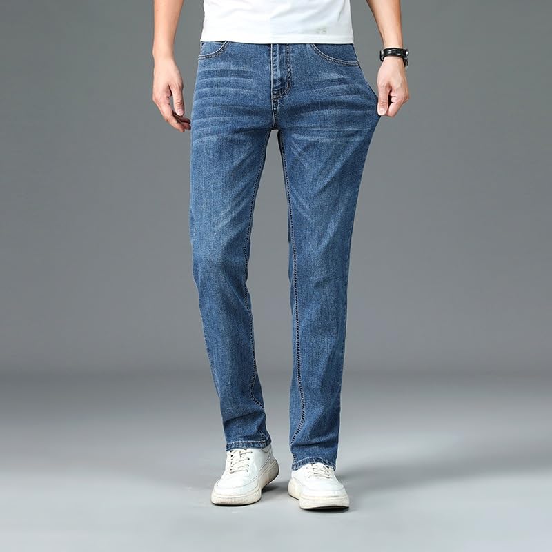 Spring and Fall Jeans Basic Jeans Business Straight Leg Regular Stretch Jeans(40)3