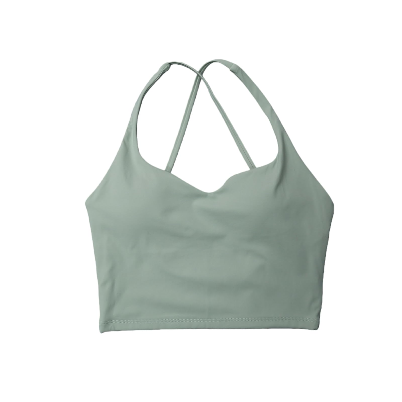 Sujetador Yoga Mujeres Crisscross Back Deportes Crop Top Rápido Seco Almohadillado Tank Gimnasio Correr Entrenamiento De Fitness- Green-l