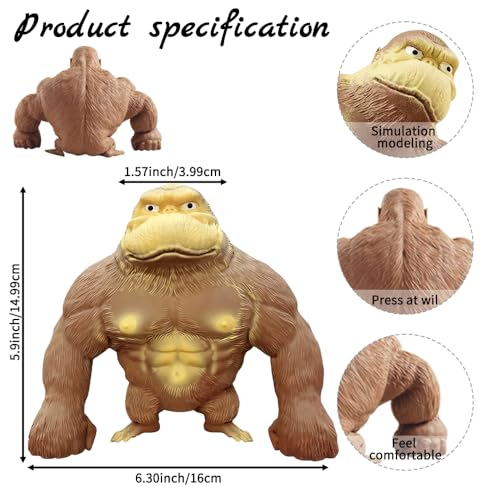 HuaMuDM Gorilla Squeeze Toy,Squishy Monkey Toy,Stretch Gorilla Toy,Gorilla Stressabbau Spielzeug,Gorilla Spielzeug zur Stressreduktion