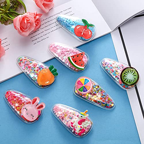 ANNACREATIONS Sequins Snap Transparent Fruit Cartoon Animal Glitter Hair Clip Hair Accessories For Girls 20 count (Pack of 1) - Image 7