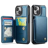 Vinich for iPhone 13 Wallet Case with Card Holder, RFID Blocking Credit Slots Kickstand Shockproof Phone Cover Fit for iPhone 13 6.1' Blue