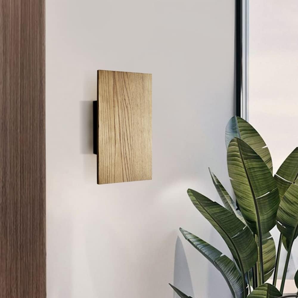 ouglres Wooden Wall Light, LED Wall Lamp with Switch 2Pack, Up and Down Indoor Vintage Lights - Image 3