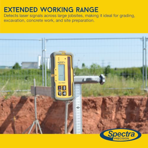 Image of Spectra Precision HL760 Laser Level Receiver, Front and Back LCD Displays, Digital Readouts, Select Units of Measure, Waterproof