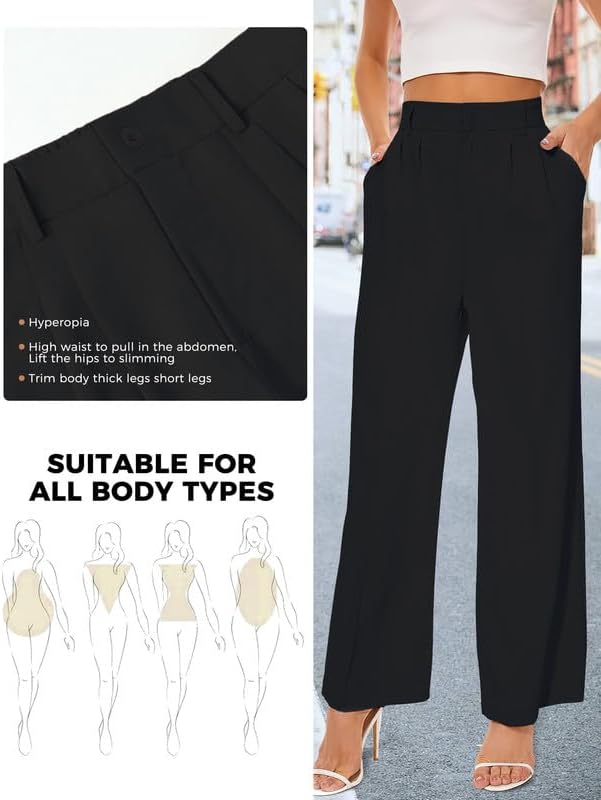 Buauty Wide Leg Dress Pants High Waisted Business Work Casual Pants Suit Long Straight Trousers Dressy Outfits Slacks - Image 3