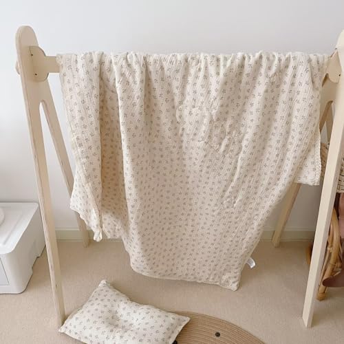 Image of BuLuTu Kids Toddler Comforter Quilted 100% Cotton Toddler Blanket Vintage Floral Print Muslin Quilt for Child Teens Girls Boys, Soft Breathable, Sprout Pattern, 47x59 Inches