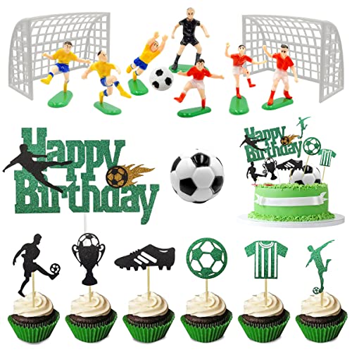 23 Stück Tortendeko Fussball Tortenaufleger Fussball Deko Fussball Party Tortenaufleger Fussball Cupcake Topper Fussball Torten Deko Figuren Fußball Kuchen Deko für Junge Kinder