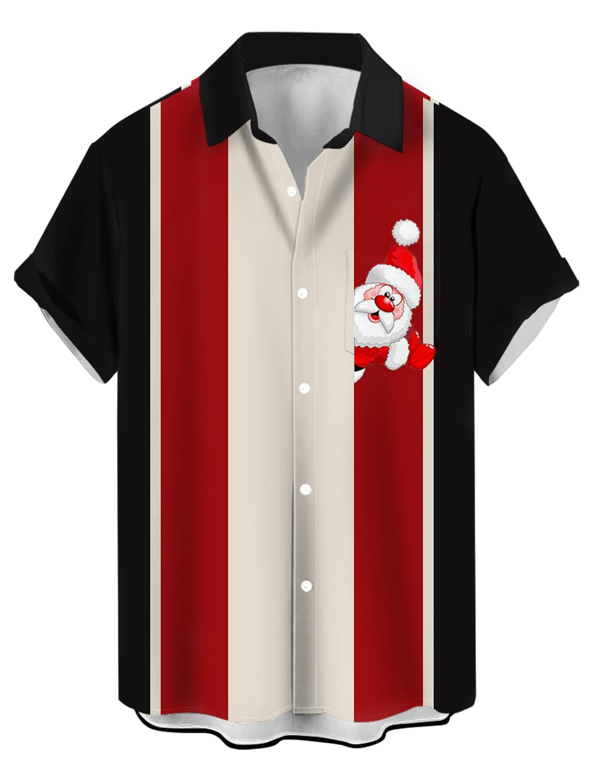 Deer Lady Mens Bowling Shirt 1950s Retro Print Hawaiian Shirts Short Sleeve Casual Button Down Shirt Beach Shirts