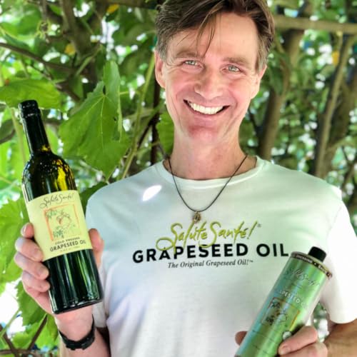 Image of Salute Sante Cold Pressed Grapeseed Oil, 750ml Glass Bottle For Cooking | High smoke point cooking oil with neutral flavor for salad dressings, marinades, sauteing, baking, grilling; non-GMO upcycled