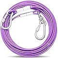 ZZOHAA Purple Dog Tie Out Cable Lead With Steel Buckle,3/6/9/15m Dog Runner Cable with Swivel Hook ,Dog Leash Run Tether for Yard Outdoor Camping,for Dogs Pets Up to 500 LB?9m?
