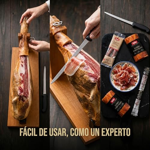 Miniatura 5 de Jamón Serrano Gran Reserva Montevalle 8 Kg 20 Meses Curado Tradicional Pack Gourmet Con Chorizo, Fuet Ibérico Y Lomo Cuchillo Y Jamonero Incluidos