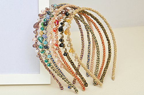 Oliadesign Pack of 6 The princess Texture Flash Diamond Emerald Elastic Hair Bands Headband Hair Jewelry