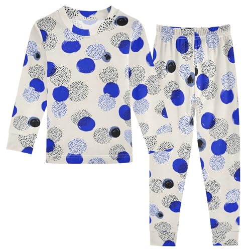 Cartoon Pajamas Set Dot Pattern Long Sleeve PJs Cotton Jammies Sleepwear Top and Pants Multicolor