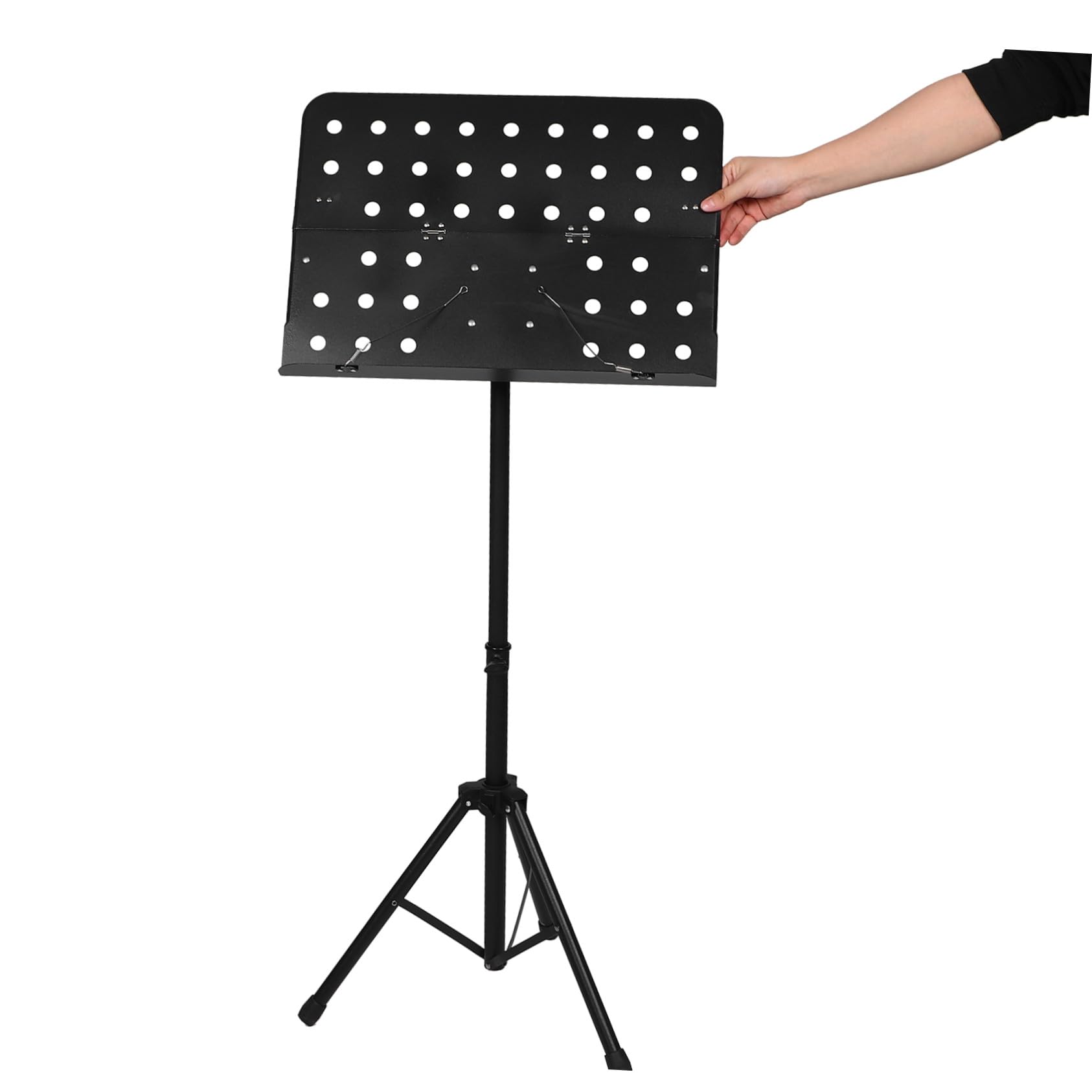 Verstellbarer Faltbarer Notenständer aus Professionellem Material Tragbarer Schwarzer Musiknoten design Notenhalter für Musiker Orchester Band und Instrumentenspiel