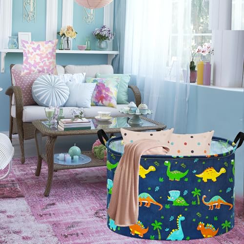 Image of 21.6 inch Round Laundry Basket Gift Basket Storage Laundry Hamper Laundry Basket Toys Nursery Bin with Handles,Storage Basket for Bedroom Decor