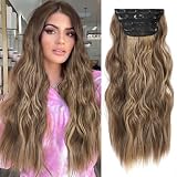 20 Inch Honey Blonde Mixed Light Brown Halo Hair Extensions and Clip in Hair Extensions Long Wavy Ha
