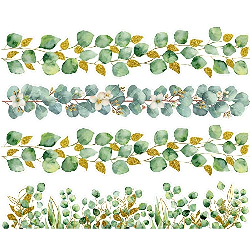 49 Feet Eucalyptus Border Bulletin Board Greenery Bulletin Border Leaves Die-Cut Border Trim Plant Classroom Boarders Eucalyptus Classroom Decor for Bulletin Board Home Office School (Eucalyptus)