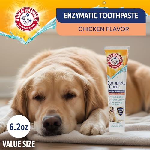Arm & Hammer Complete Care Enzymatic Dog Toothpaste with Baking Soda and Calcium, Fluoride Free Formula for Plaque Tartar Control and Fresh Breath, Chicken Flavor, 6.2 Oz