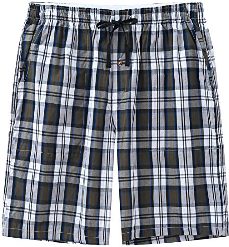 Image of MoFiz Men's Sleepwear Shorts Pajama Bottom Lounge Short Plaid Button Open Fly 3Pack