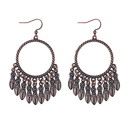 Pendientes de las mujeres Hecho sin mano para la joyería de viento nacional Retro hacer viejas vacaciones en la playa de Hawái hojas frescas pendientes Bronce