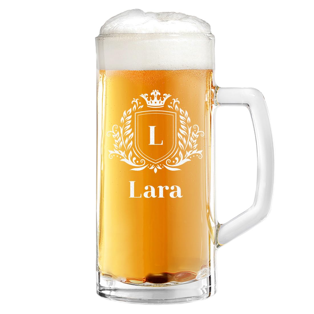 polar-effekt 2-TLG Geschenkset 1x Bierkrug 500 ml und 1x Holzkiste mit Gravur - Männergeschenke zum Geburtstag - das Jubiläumsgeschenk - Bierseidel mit Füllstrich - Bierglas für Papa und Opa