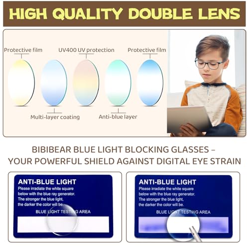 Image of BiBiBear Bluelight Kids Glasses Unbreakable Glasses | TR90 Frame for New Year Gifts, 360 Flexible, Lightweight & Safe Eyeglasses for Kids Age 2-15