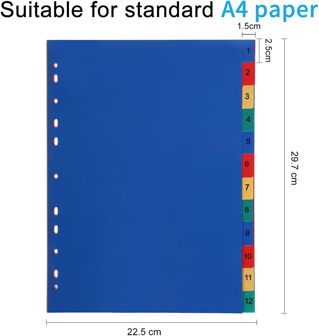 [10 Pack] Index A4 File Dividers 112 12 Part, A4 PP Subject Dividers for Home Office, Multi