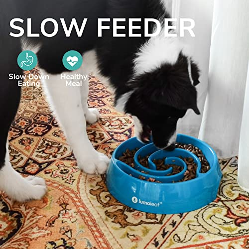 Lumoleaf Slow Feeder Dog Bowls Large 4 Cups, Melamine Food Bowl, Slow Eating Pet Maze Dishes, Non-Slip Puzzle Feeder For Dry, Wet, And Raw Food (Tornado-Blue, 4 Cup) #TOP1