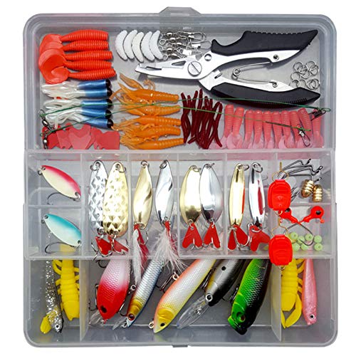 SHEANAON 106 Stück Angelzubehör Wobbler Köder Gemischtes Fischköder Köder Set Cover