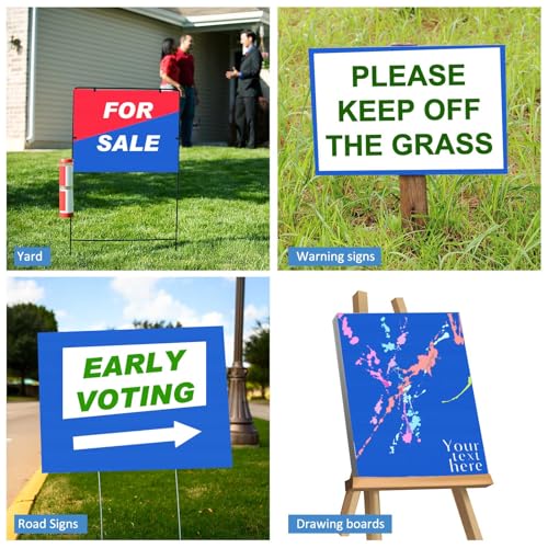 Image of Patelai 12 Pcs 24 x 36 Inches Corrugated Plastic Sheet Corrugated Poster Board 4mm Thick Waterproof Blank Board Sheets Plastic Yard Sign for Garage and Estate Sale, Indoor and Outdoor Use(Blue)