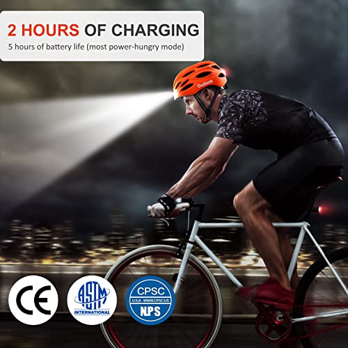 Gudook Bike Helmet Adult Helmets For Men/Women: With Usb Rechargeable Front And Rear Led Light For Cycling Urban Commuter Casco Para Bicicleta Lightweight Bicycle Helmet (Matte Orange, Large) #TOP1
