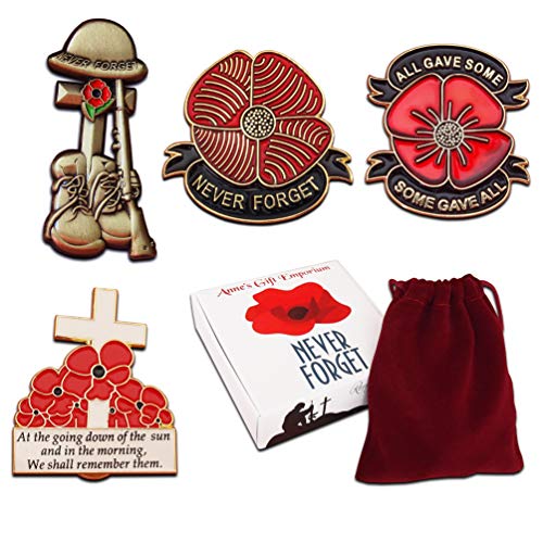 188/5000 New Boxed Set of 4 Large Red Poppy Badges...