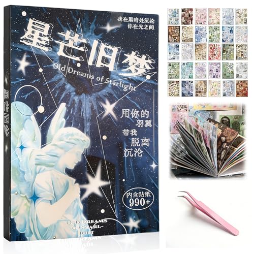 JUMOYEEH Japanese Manga Style Sticker Book Four Seasons Radio Romantic Memory Series, 30 Pages Coated Paper Collection for Diary Scrapbooking Notebooks