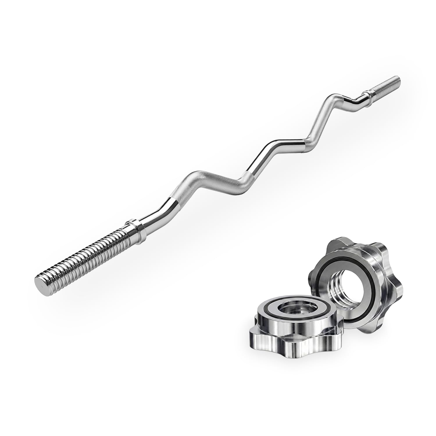 VirtuFit EZ Langhantelstange Curlstange - 120cm - Schraube - 30mm - W-Form - Ergonomisch