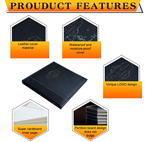 Zoview Art Photo Album Can Hold 3X5, 4X6, 5X7, 6X8, 8X10 Photos, Leather Cover, Magnetic Self-Stick Page, Hand Made DIY Albums (Black, Large) - Thumbnail 4