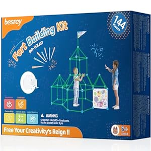 besrey 144 Pz Kit Construcción Fuerte Niños con Juego de Lanzamiento, Construcciones para Niños Brilla en la Oscuridad, Creative Forts para niños y niñas de 5+ añosTúnel, Castillo, Tienda Campaña