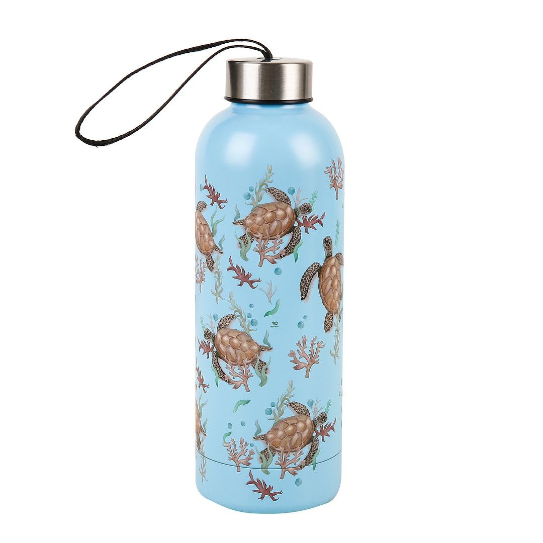 Eco Chic Sea Turtles Blue Reusable Thermal Bottle Stainless Steel Leakproof Insulated Water Bottle (Sea Turtles Blue)