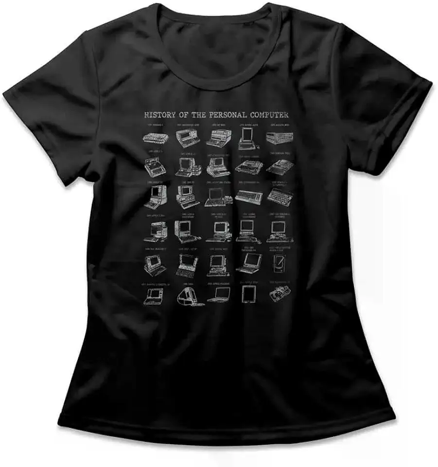 Camiseta Feminina Computer History Studio Geek Casual Preto